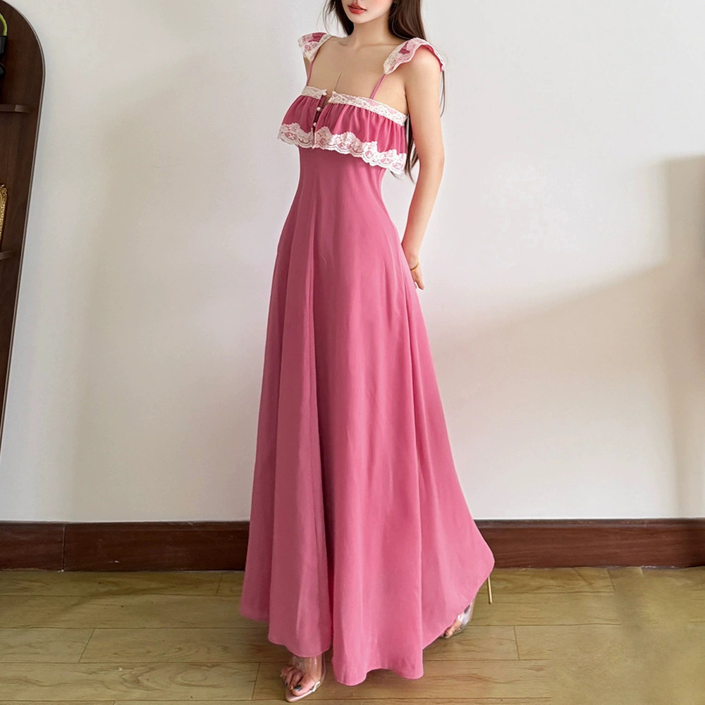H&M Spring French Sweet Girly Camisole Lace Patchwork Dress - Picture 3 of 6